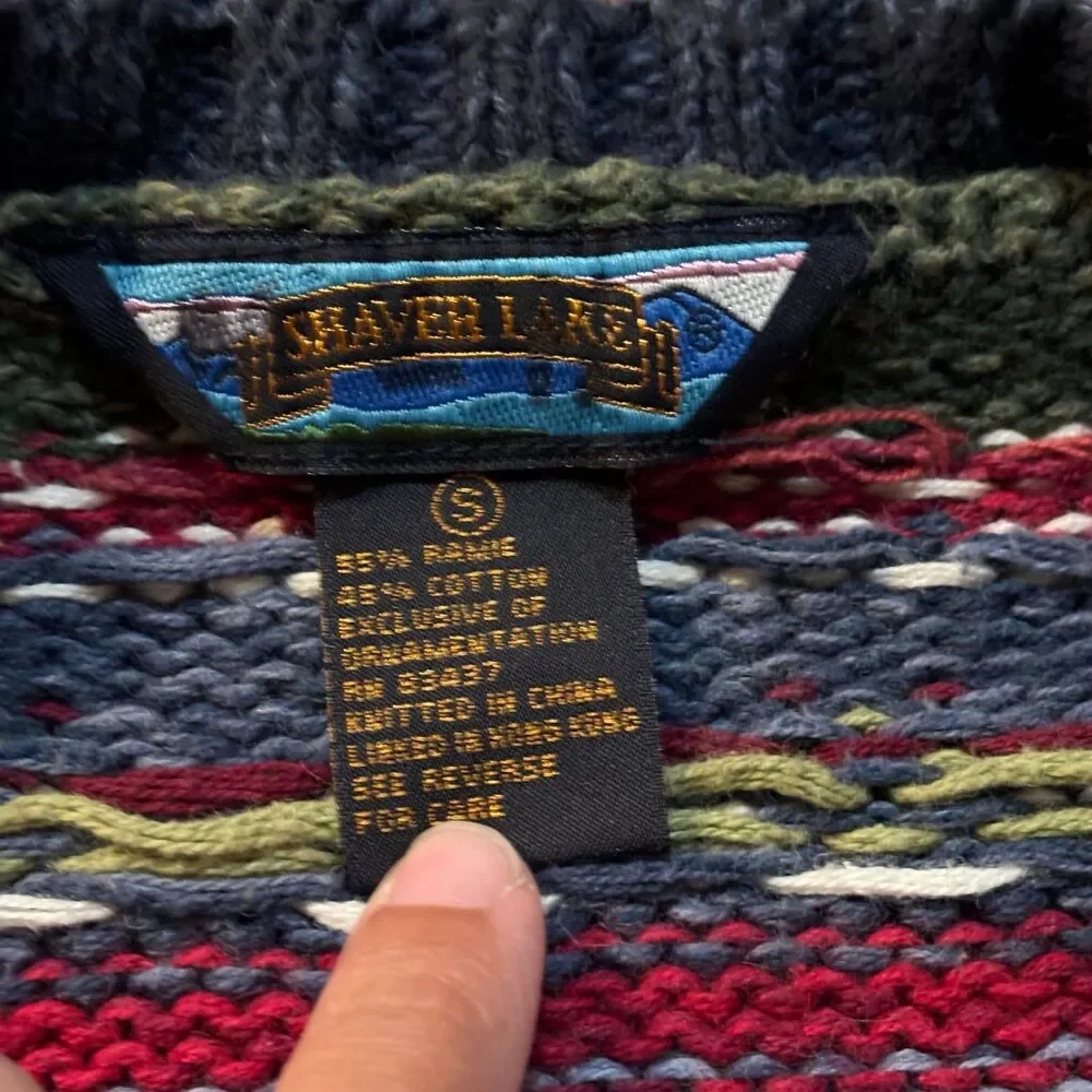 Vintage 2001 Heirloom Collectibles Knit Cardigan Sweater / Cute Art 3D / Y2K Kni - Picture 4 of 8